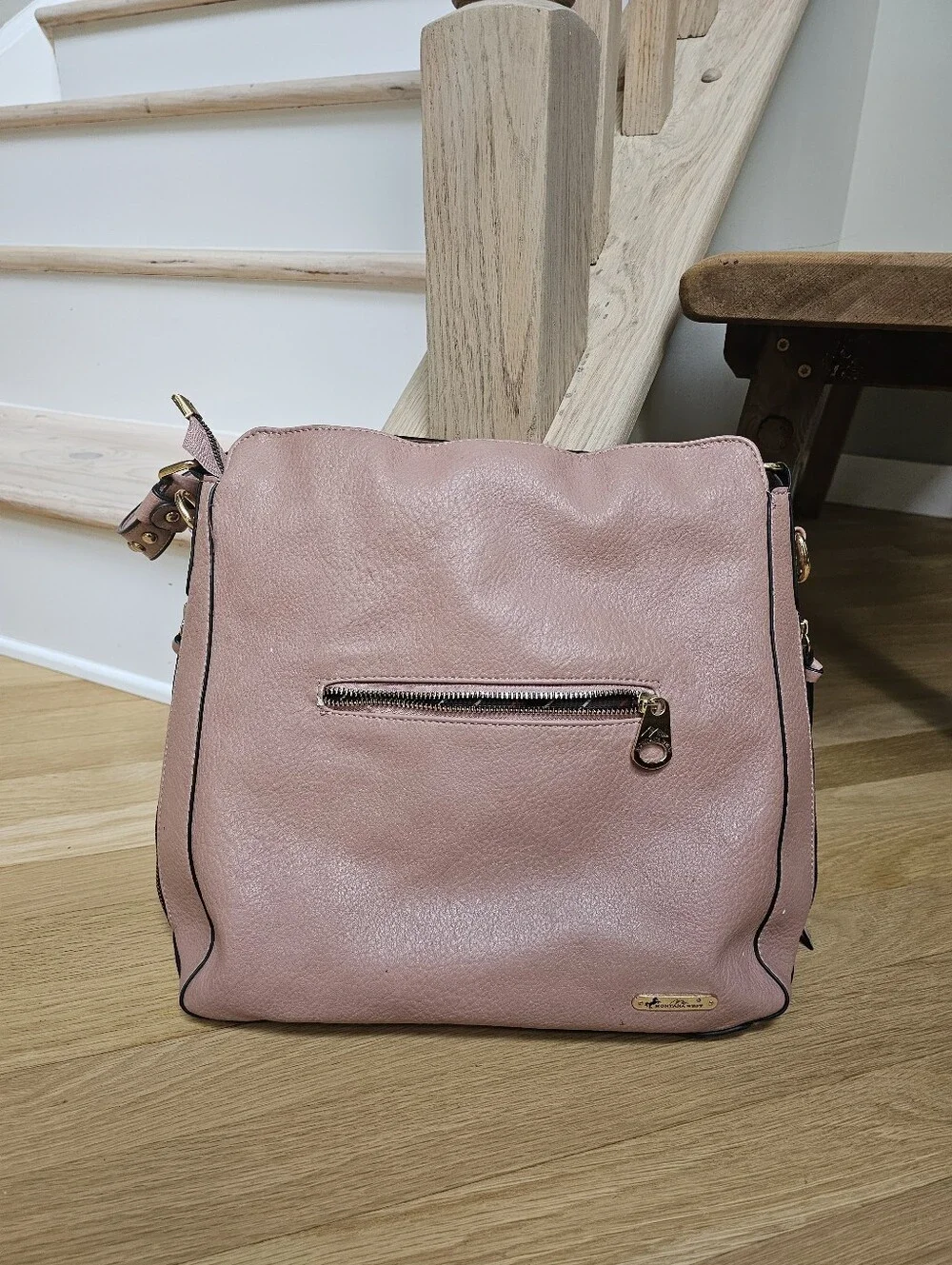 Montana West Concealed Carry Purse Dusty Pink Gold-Studded Faux Leather Hobo Bag